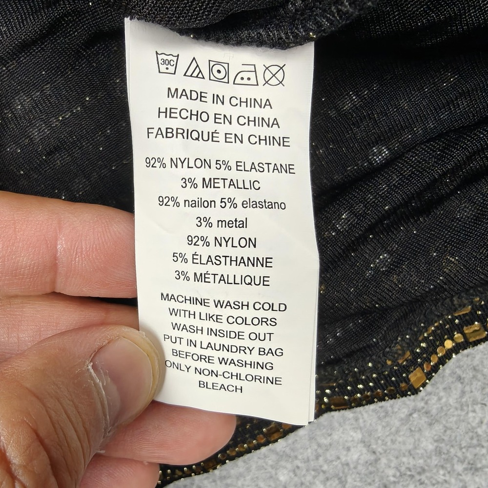 Michael Kors Dress Womens Medium Gold Sequin Fit & Flare V Neck Short $155 New - Picture 5 of 10